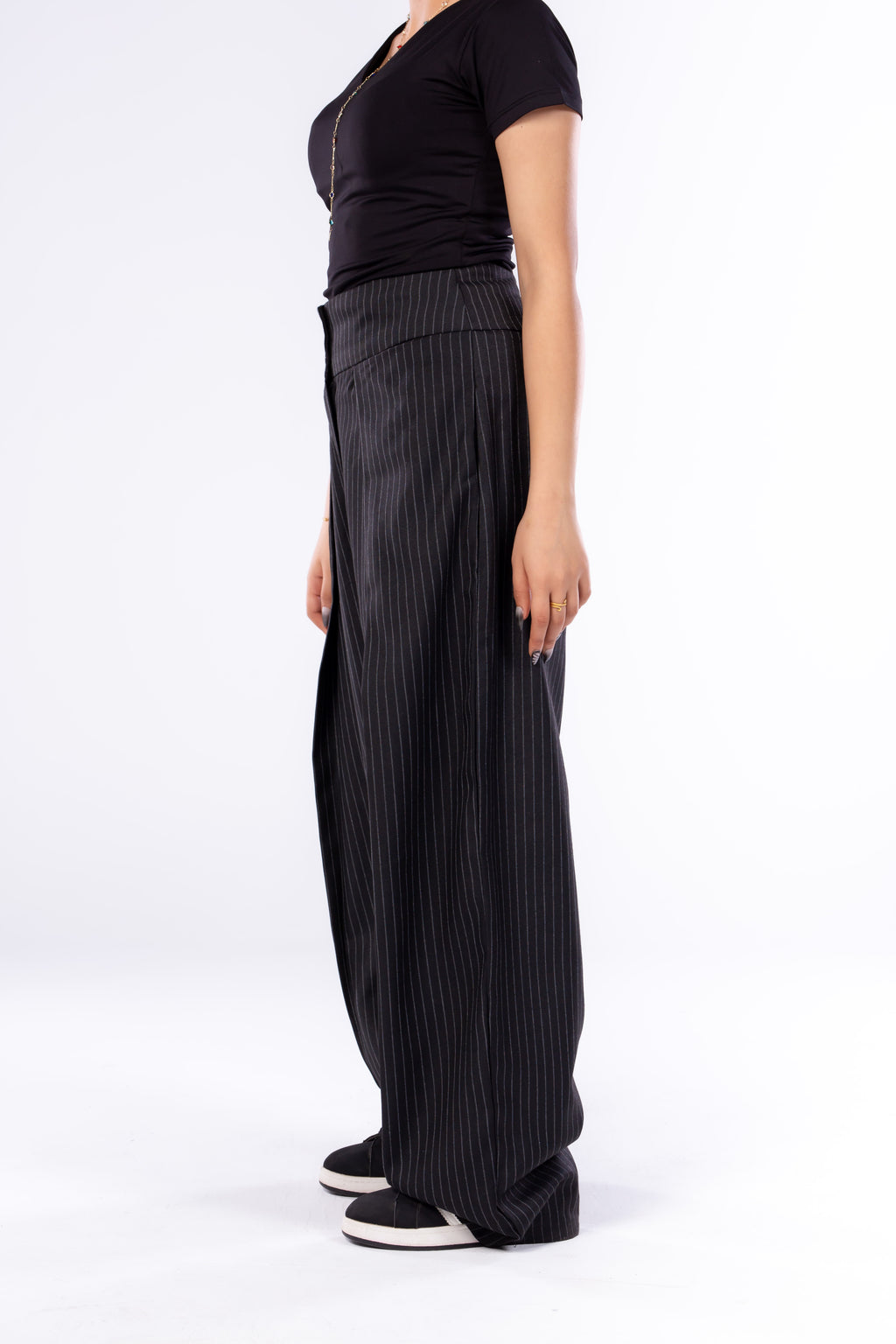 Draped Pinstripe Pants