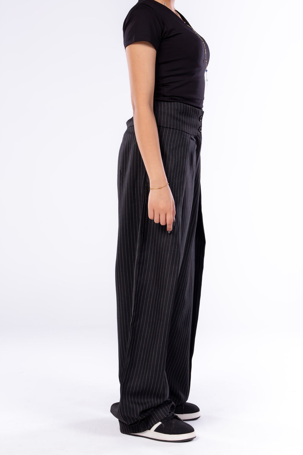 Draped Pinstripe Pants