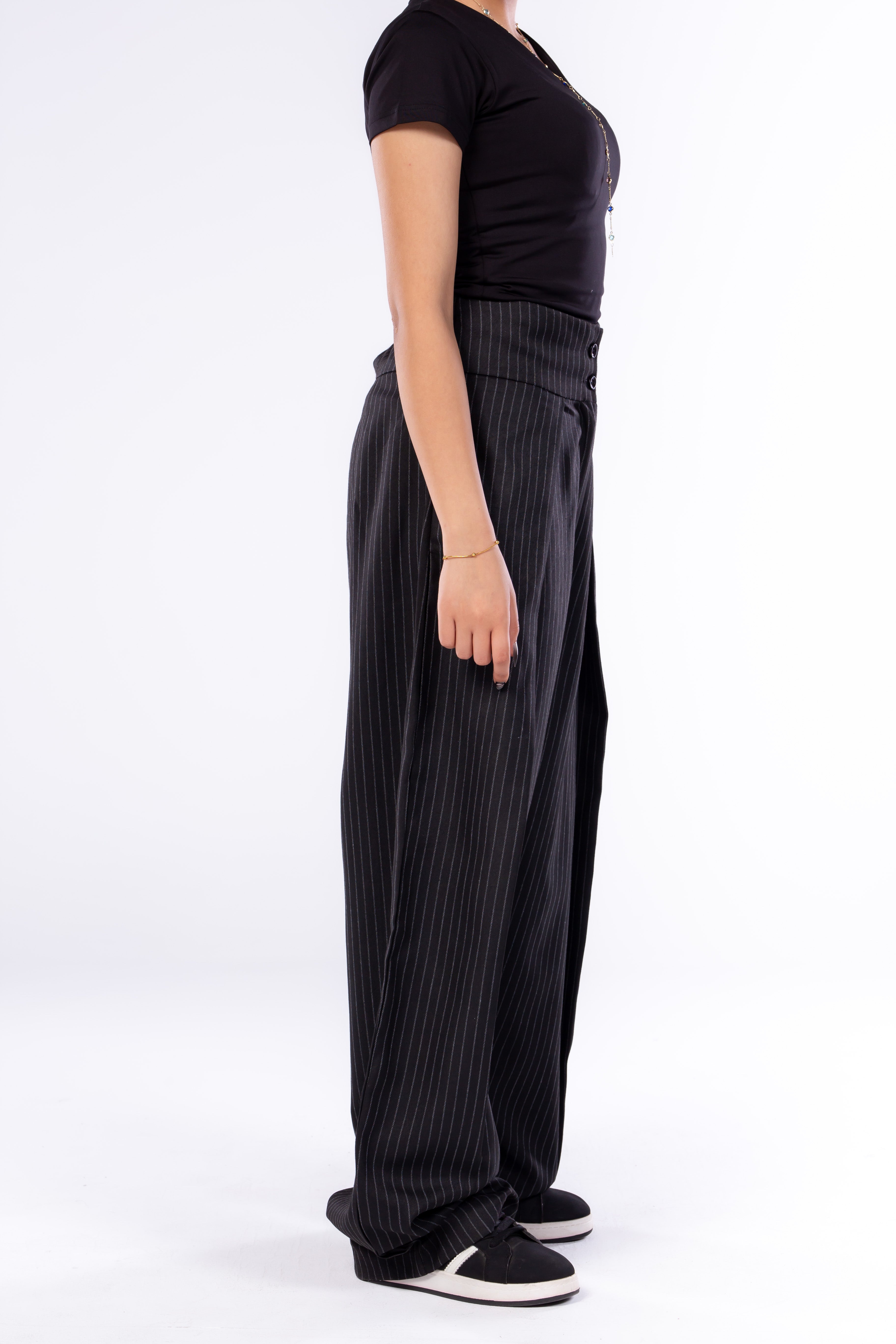 Draped Pinstripe Pants