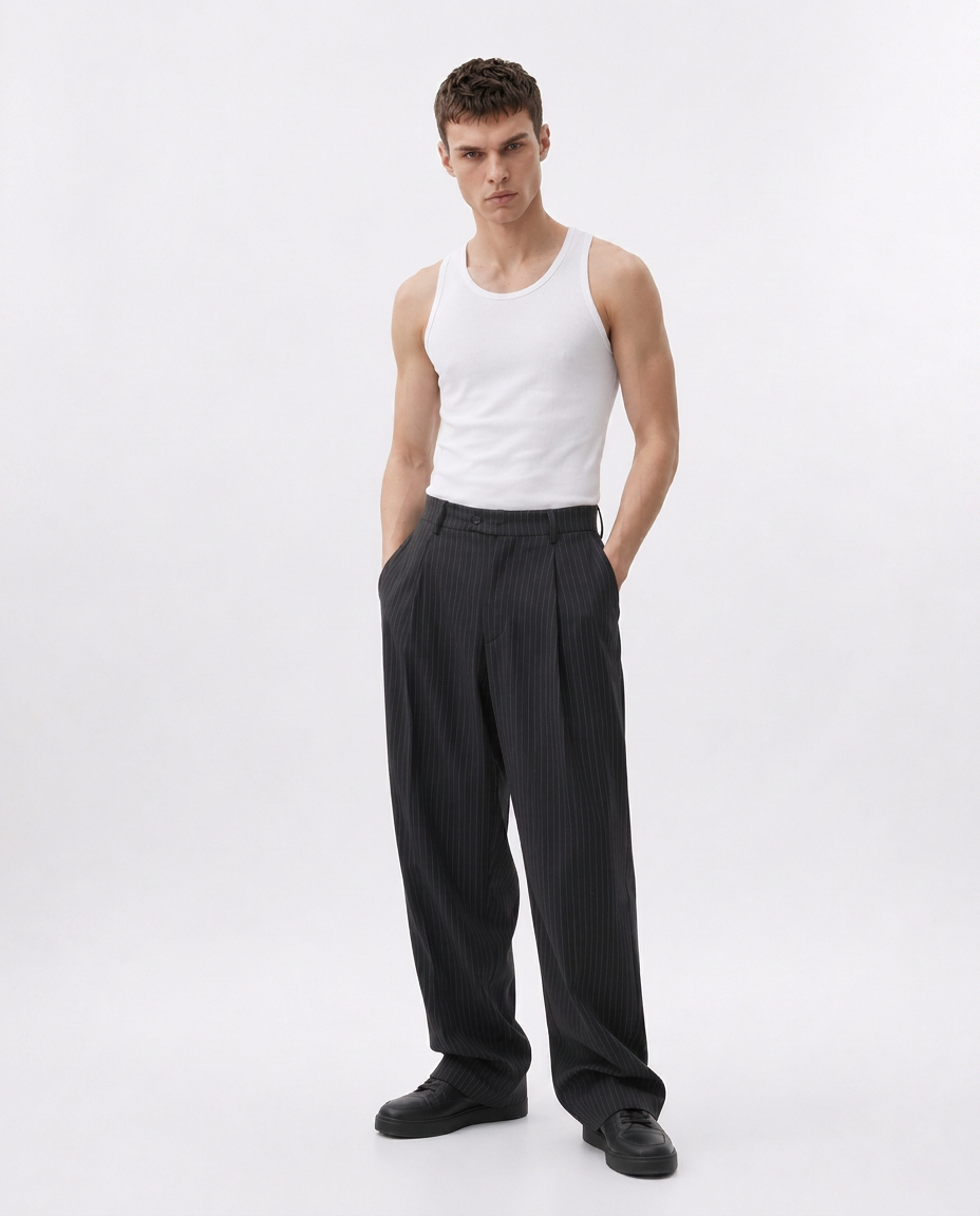 Relaxed Pinstripe Pants